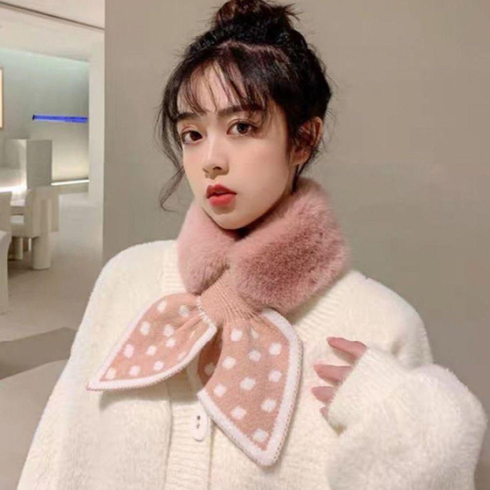 Fashion Shawl Thicken Plush Scarfs Warm Bib Neckerchief Cross Scarf