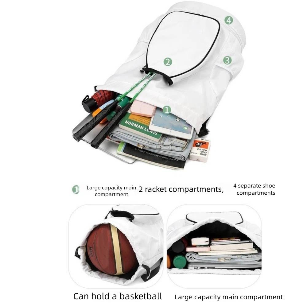 Large Capacity Badminton Sports Bag with Shoes Pocket Gym Pack Outdoor Sports