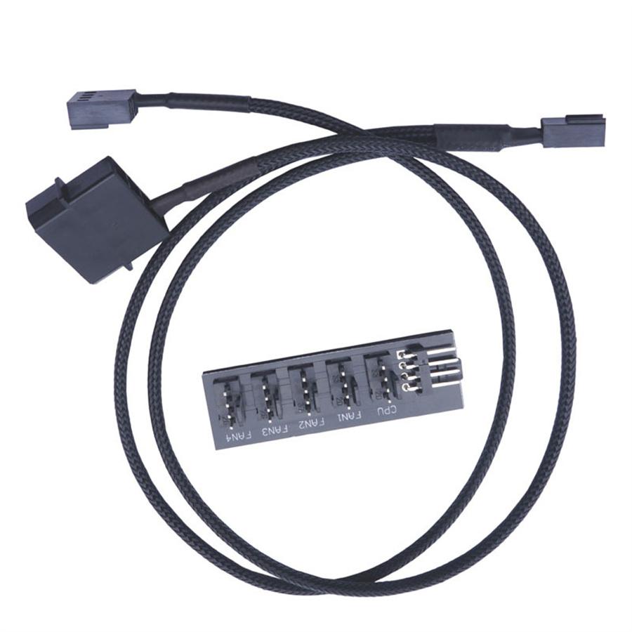 Fan Hub Splitter 1 To 5 Ports  4 Pin PWM Regulator 12V Power Cable Hub Adapter for CPU Cooler Case Chasis Cooling Fan