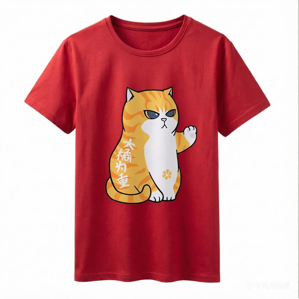 2026 Summer Cute Cat Black and White Japanesestyle Doting Owners Orange Cat Cat Student ShortSleeved Summer Fashion TShirt