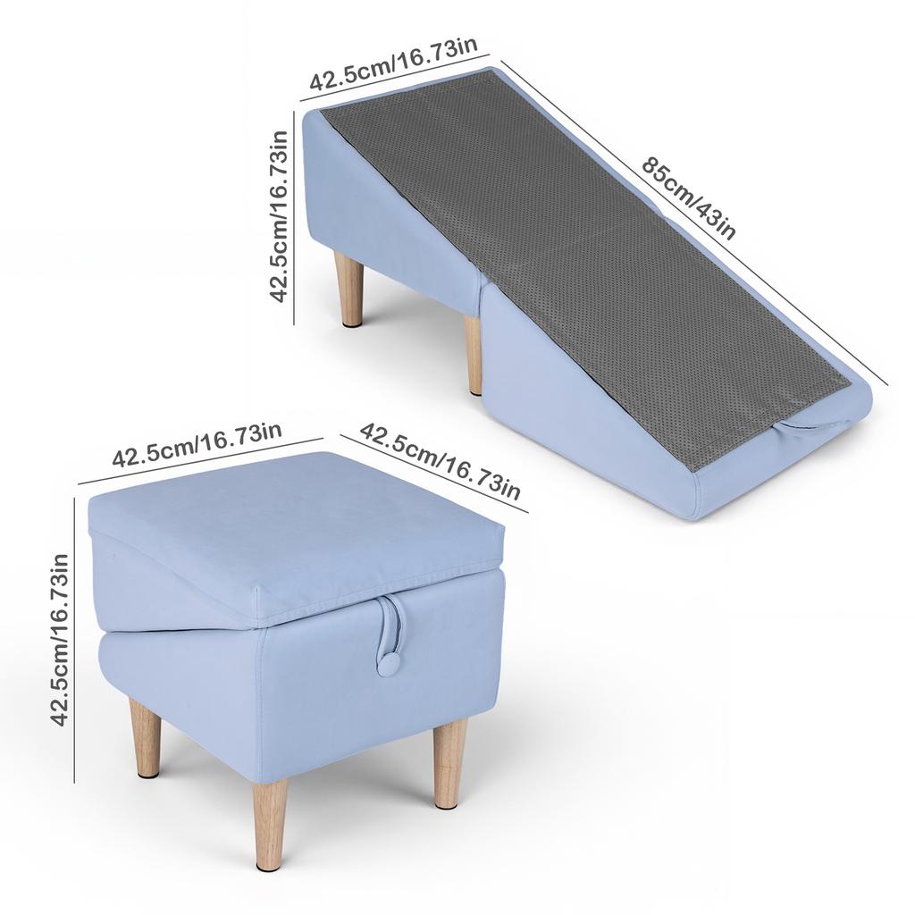 2-In-1 Foldable Human Chair Detachable Dog Climb Ladder Convertible Pet Ramp Footstool Non-Slip Pet Stairs for Small Elderly Dog