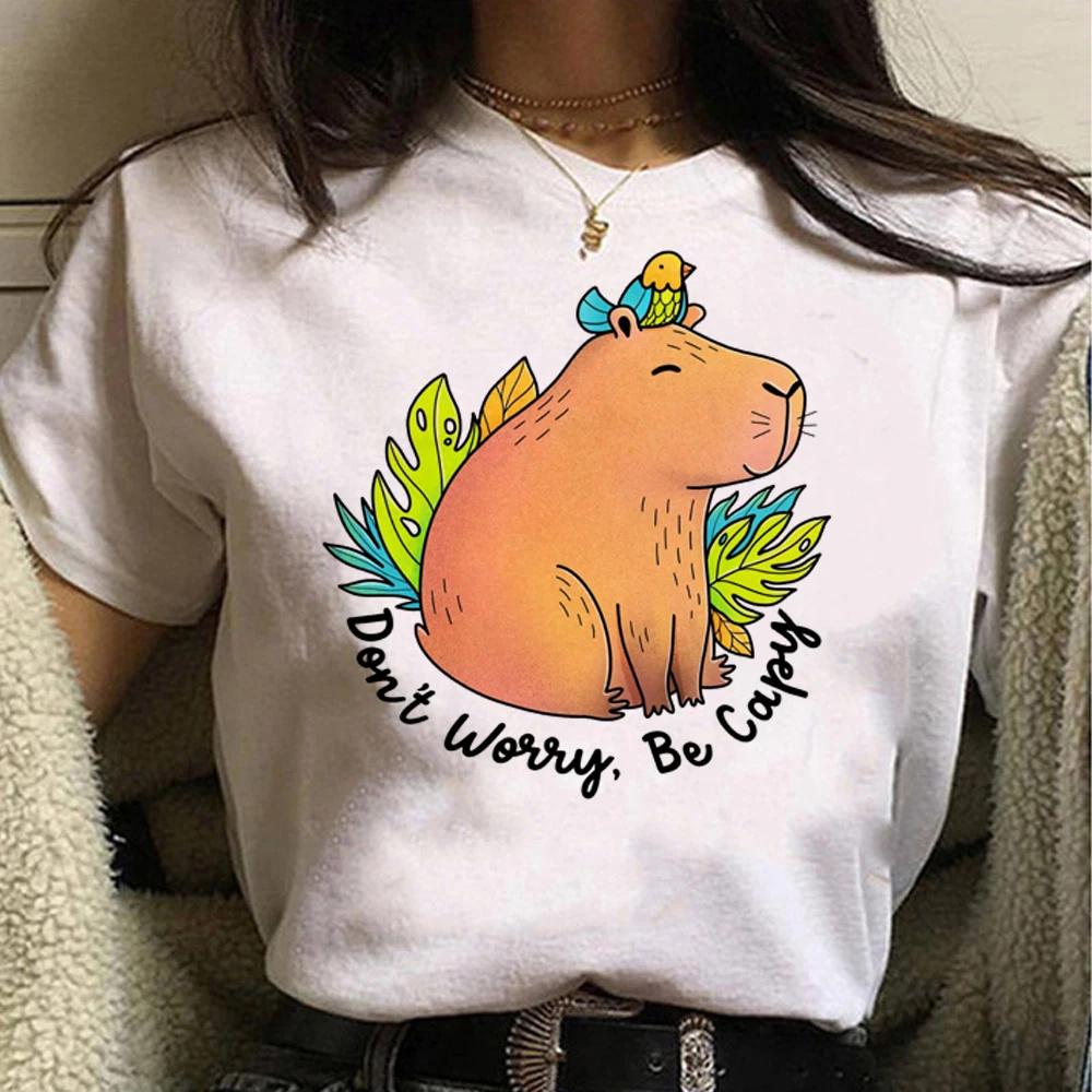Cute Capybara Clothing T-Shirt Unisex Vintage Cartoon T Shirt FeUnisex Casual Anime Top Tees T Shirt Unisexga Unisex Graphic Tee Tops