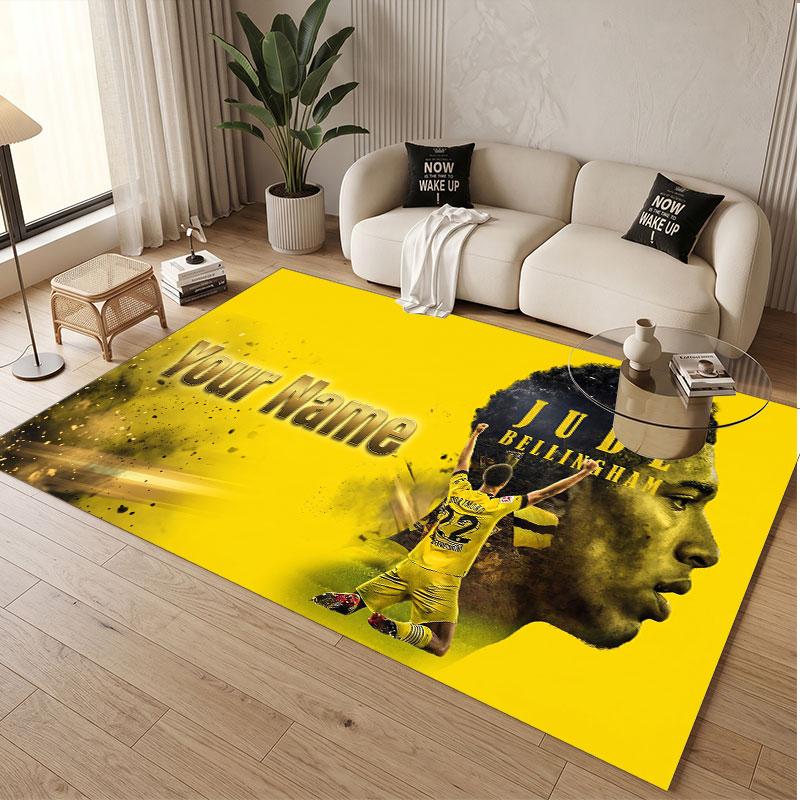 Custom Rug Jude Bellingham Pattern Print Name Text Soft Non‑Slip Floor Carpet for Home Indoor Decoration