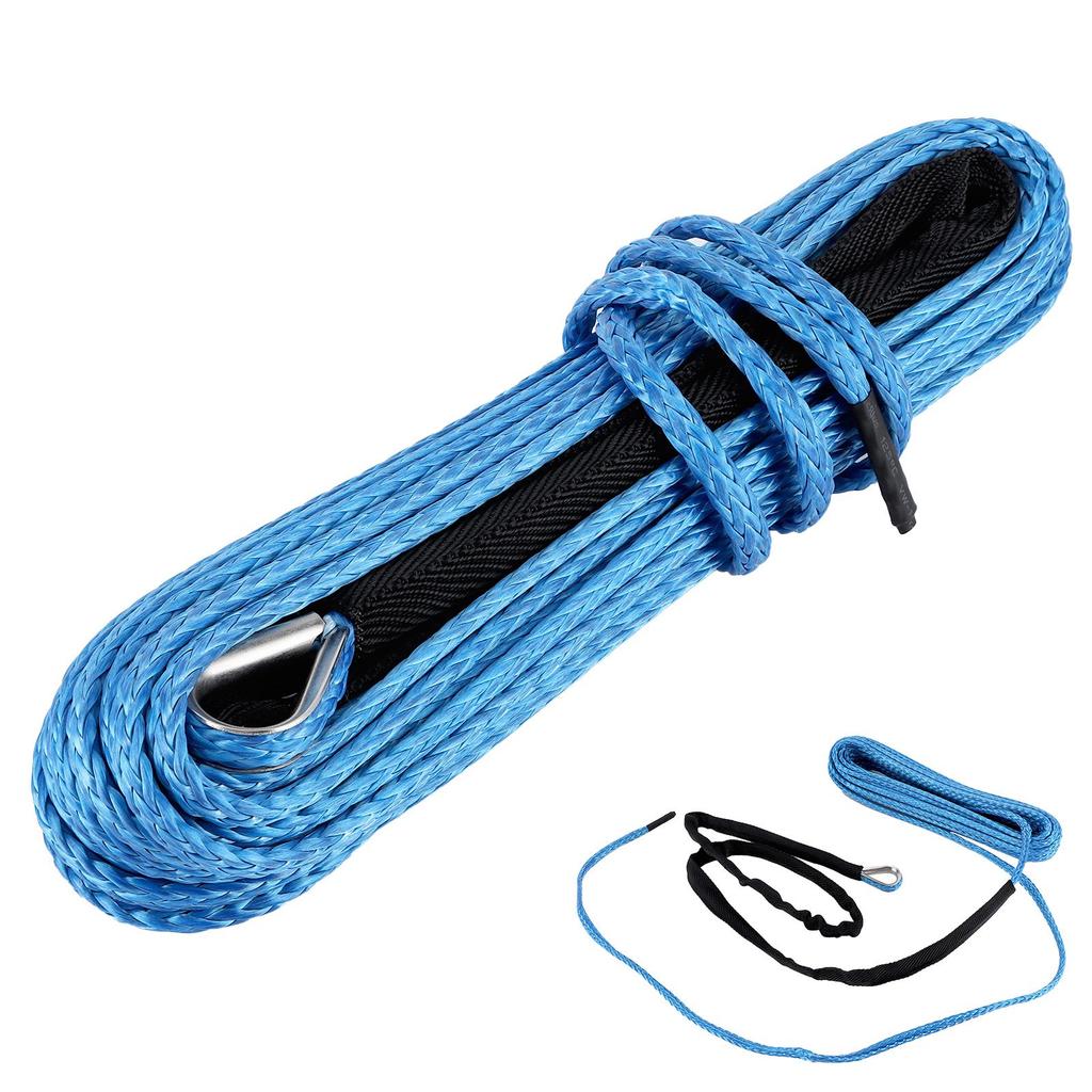 Winch Rope 15m Cable 7700lbs Nylon Trailer Recovery Towing Strap for SUV ATV UTV TrunkBlue