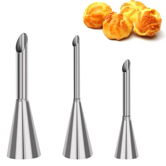Набор кондитерских насадок из нержавеющей стали Легкие инструменты для украшения выпечки и глазури с 3 длинными насадками для эклеров Набор для украшения эклеров