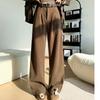 White Pants for Women In Autumn and Winter New Knitted Slim Drapery Plus Velvet Wide-leg Pants Casual Straight Corduroy Suit Pants