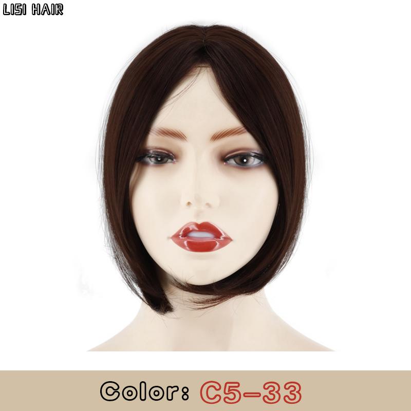 MISS WIG Синтетический короткий прямой парик-топпер на заколке для наращивания волос, натуральный пушистый топ, искусственная часть волос с челкой