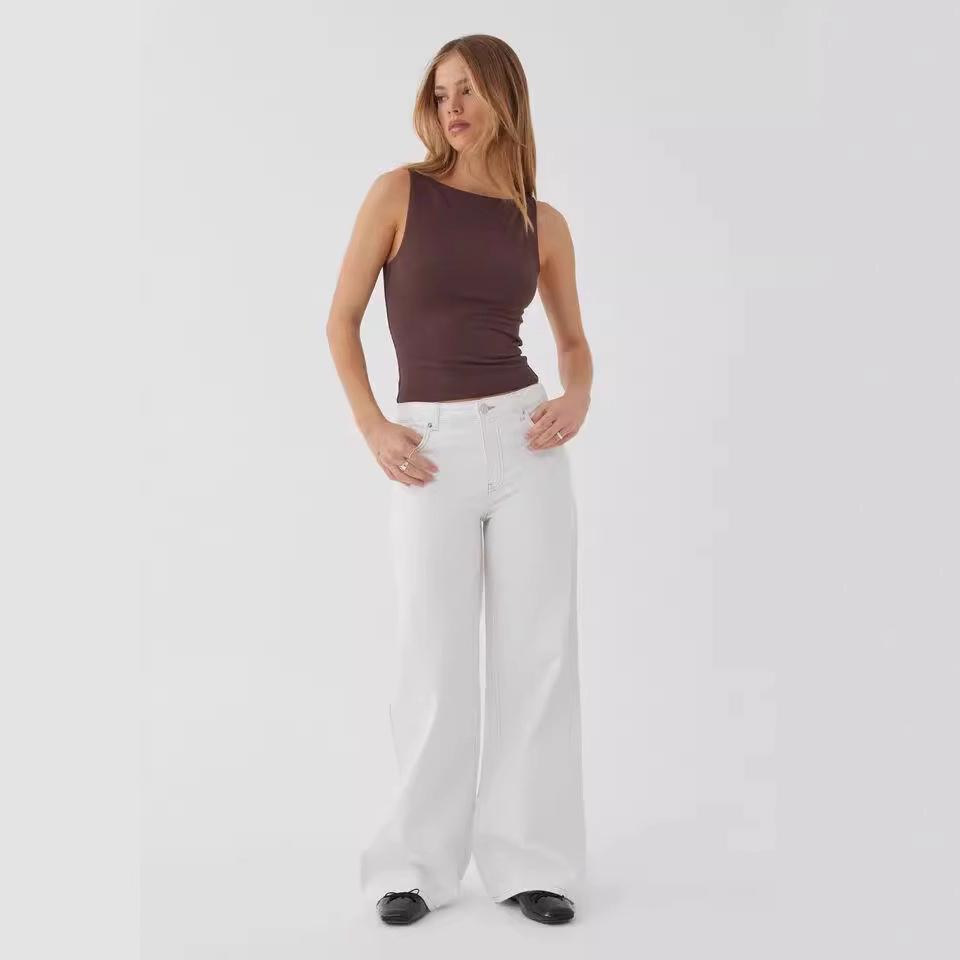 European & American Washed High Waist Wide Leg Jeans