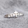 Huitan Dainty Cross Finger Ring with CZ for Women Wedding Bands Accessories Fancy Girls Rings Anniversary Gift Trendy Jewelry