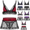 Mens Lingerie Bra Set Ruffles Lace Nightie Dress Sissy Panties Nightwear Crossdress Bra