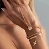SHIXIN 4Pcs/Set Cross Pendant Finger Chain Bracelets Women Vintage Gold Color Connecting Hand Harness Bangle Jewelry Accessories