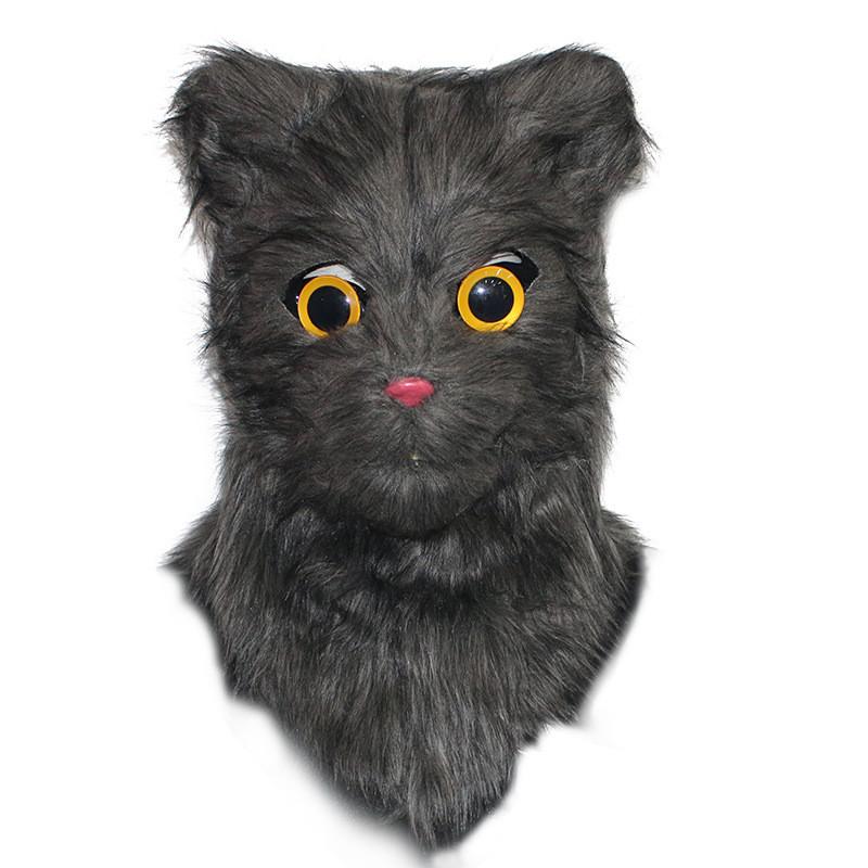 Милая игривая маска кошачьей головы с подвижной челюстью для веселых праздничных торжеств