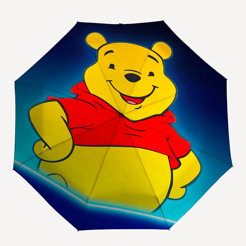 Disney Winnie the Pooh Themed automatic opening and closing folding umbrella, portable - durable, 8-rib umbrella frame, very suitable for bu