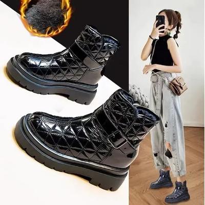 Модные женские зимние ботинки 2025 Зимние новые ботинки Плюс флис Утолщенные короткие ботинки Внутри с увеличением высоты Нескользящие хлопковые туфли