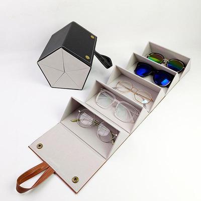 Кожаный многосекционный чехол для хранения очков и солнцезащитных очков, портативный и складной, большой вместимости