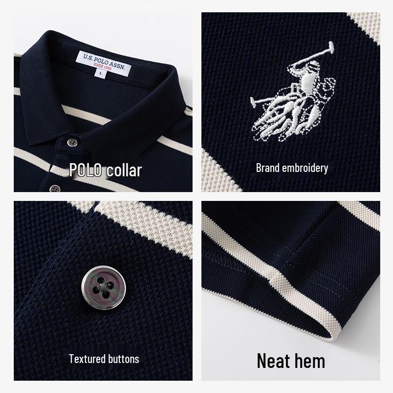 U.S. Polo Assn. Мужская полосатая рубашка-поло с длинным рукавом