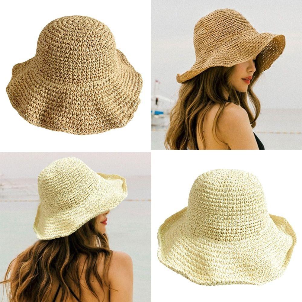 Соломенная шляпа с защитой от ультрафиолета, плетеная солнцезащитная кепка, модная пляжная шляпа для путешествий на свежем воздухе, модный образ
