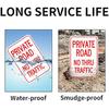 Large Private Road No Thru Traffic Sign, Aluminum Reflective Sign Rust Free Aluminum-UV Protected and Weatherproof 3inch