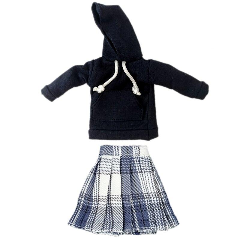 Модные толстовки с капюшоном, плиссированная юбка для куклы Барби, одежда, комплект одежды для студентов, 1/6 аксессуары для кукол, игрушки в подарок