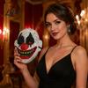 Sparkling Rhinestone Mask Halloween Skull Full Face Mask, Sparkly Masquerade Eye-catching Stage Prop for Party, Adjustable Strap Cosplay Women