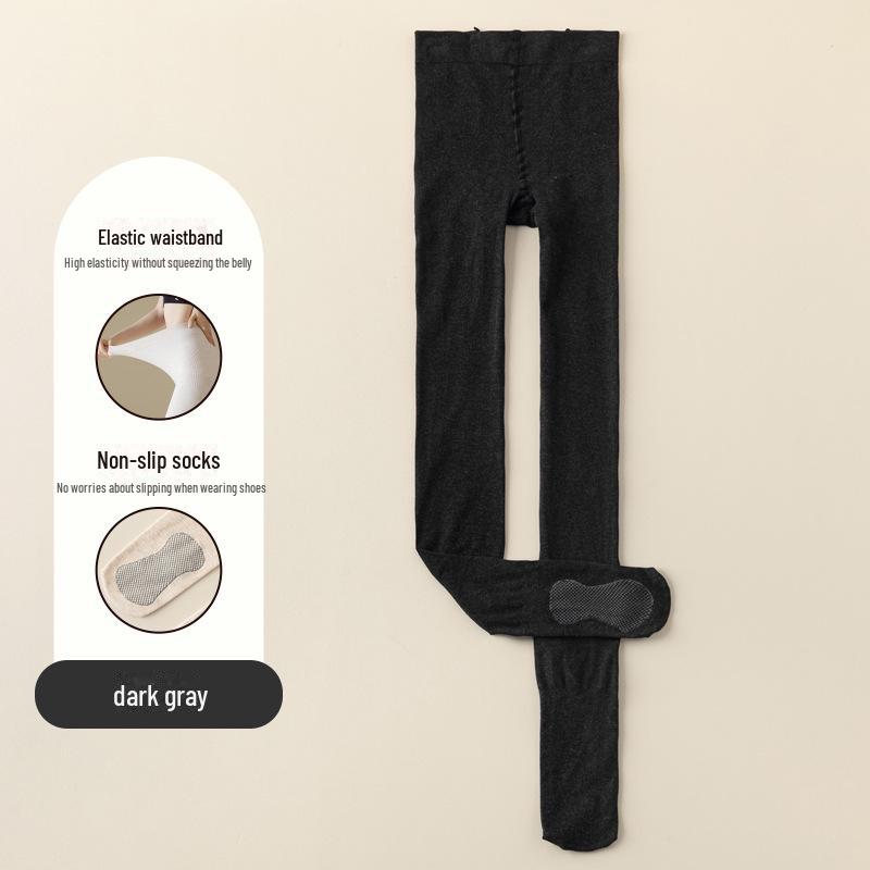 Бежевые женские черные хлопковые леггинсы - Готовые к зиме, Эффект голых ног, Плотные колготки