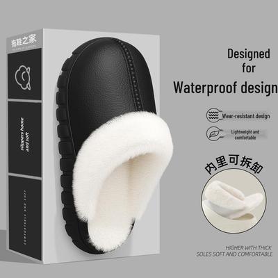 Водонепроницаемые тапочки из ЭВА с вельветовой подкладкой - Теплая домашняя обувь из хлопка с закрытой пяткой для осени и зимы, Толстая подошва, Идеально для беременных и женщин