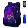 Children Orthopedic School Bag With USB Charging Port Multifunctional Backpacks Girls 3D Cat Animal Prints Kids Bookbag