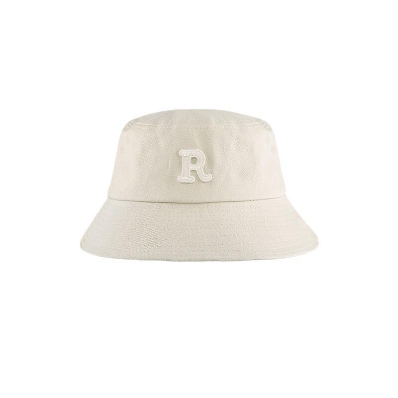 R Women's autumn and winter versatile solid color wide-brimmed bucket hat that covers the face, slims the figure, and provides sun protection,