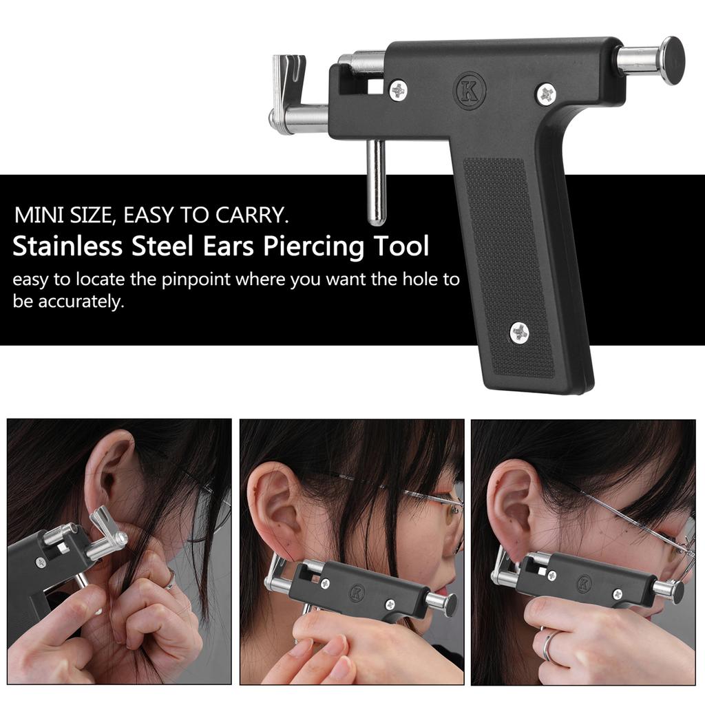 Stainless Steel Body Piercing Tool Kit Professional Ear Nose Navel Piercing Machine with Ears Studs