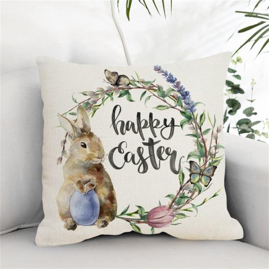 Наволочка со скрытой молнией, пыленепроницаемая льняная наволочка с изображением счастливого пасхального кролика, домашний декор, товары для дома