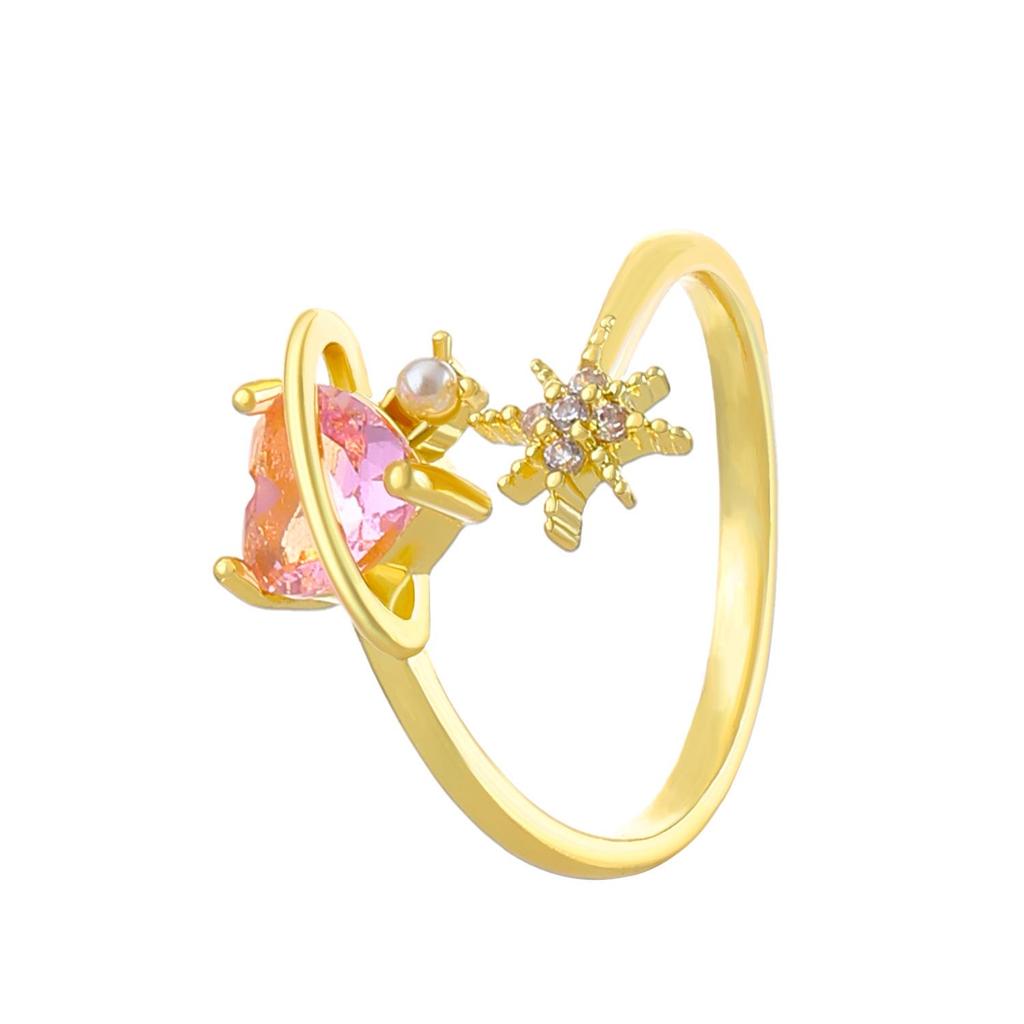 Персонализированное розовое разомкнутое кольцо со звездой — милый, роскошный дизайн для женщин