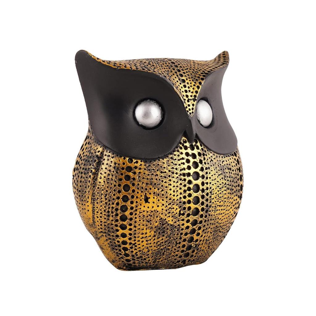 Owl Showpiece for Home Decor Showpiece Owl Statue for Bookself TV Stand Decor Animal Decorative Showpiece (Golden)
