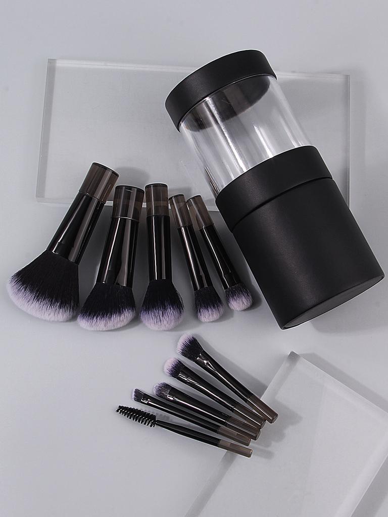 Portable 10pcs Mini Makeup Brush with Storage Bucket, Soft Bristle Powder, Blush, Conture, Eyeshadow, Eyelash and Eyeliner Brush
