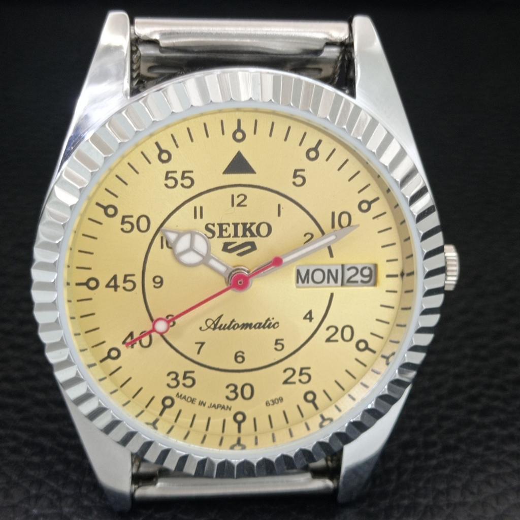 АВТОМАТИЧЕСКИЕ ВИНТАЖНЫЕ ОТРЕСТАВРИРОВАННЫЕ МУЖСКИЕ ЧАСЫ SEIKO 5 ЯПОНИЯ ЗОЛОТОЙ ЦИФЕРБЛАТ a444751-1