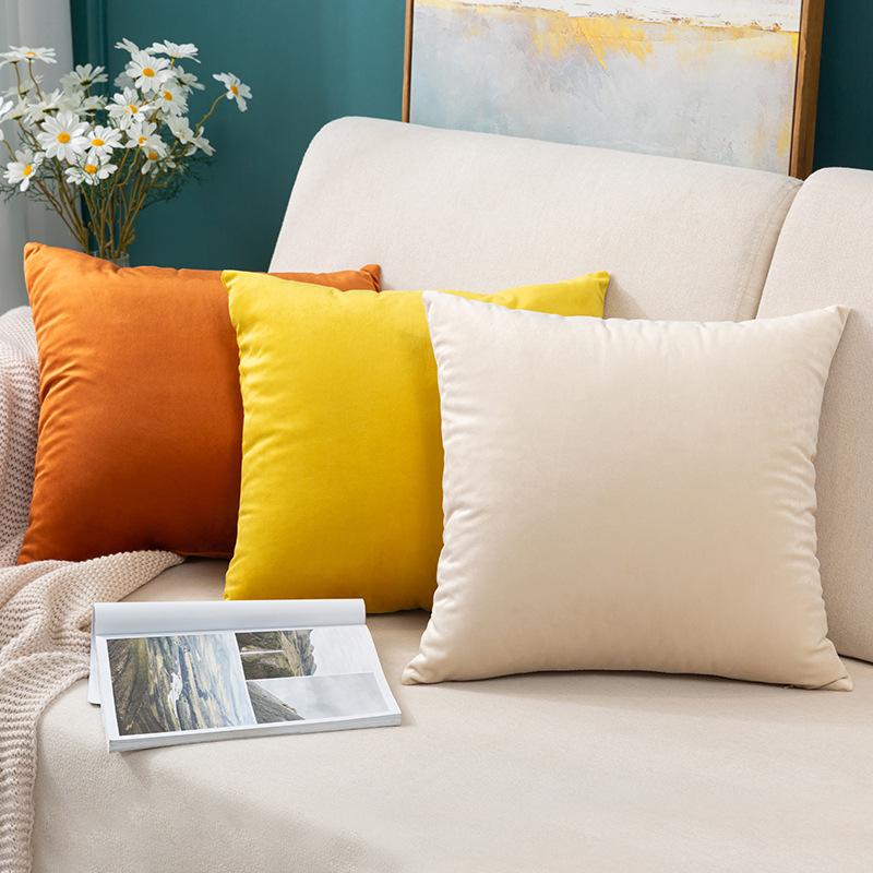 Solid Color Velvet Pillow Sofa Cushion Cover Office Bedside Plush Cushion Cover Dutch Velvet Pillow Cover