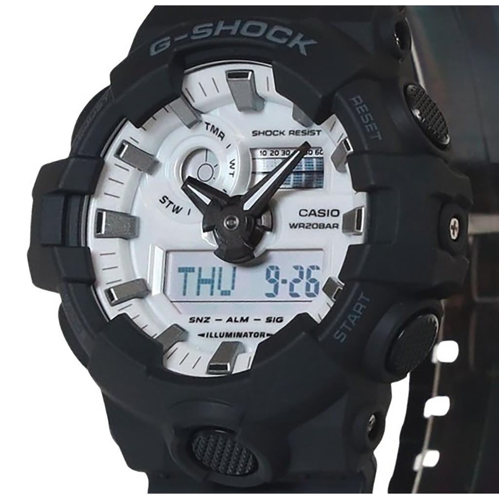 Casio G-Shock аналоговые цифровые часы с ремешком из смолы, белый циферблат, кварцевые часы GA-700WD-1A 200M для мужчин