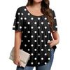 Plus Size Women's Casual Round Neck Pleated Short Sleeve Solid Color Top