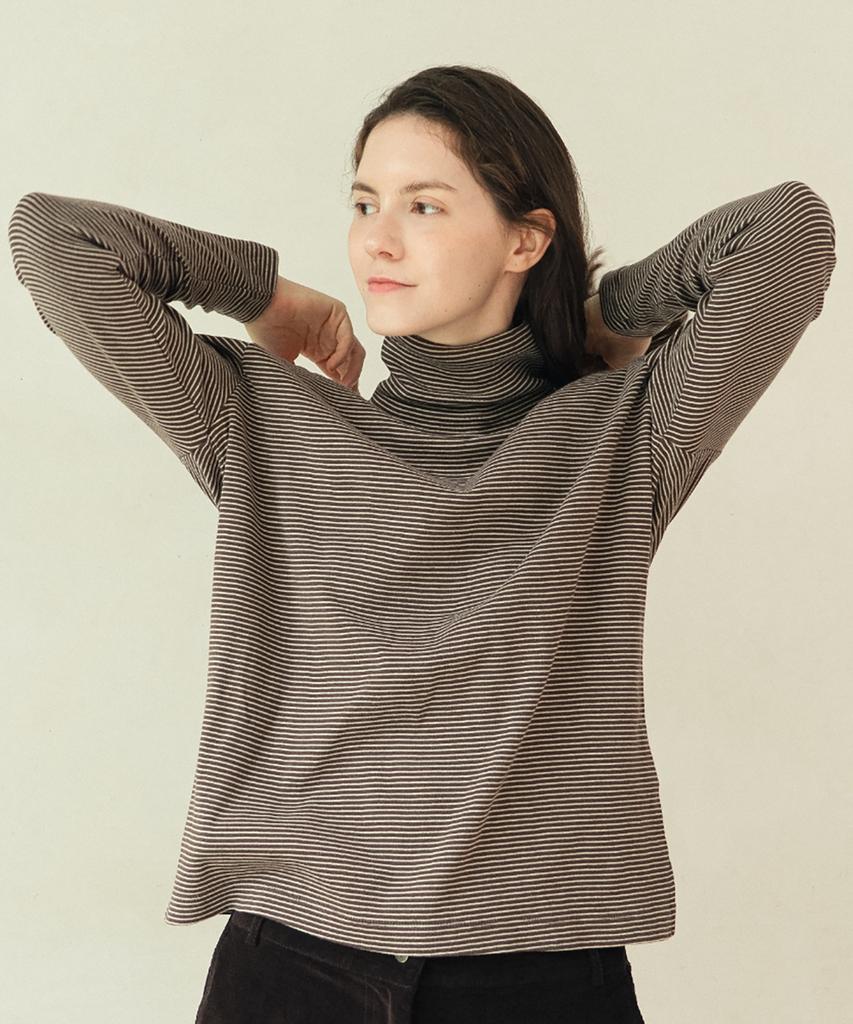 CHIQUITA Striped Turtleneck T Brown 250906Br