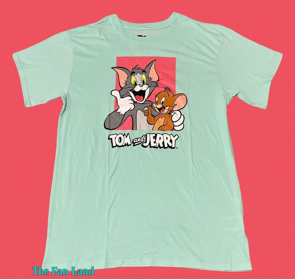 Новая мужская винтажная унисекс футболка Tom and Jerry Hanna Barbera бирюзового цвета