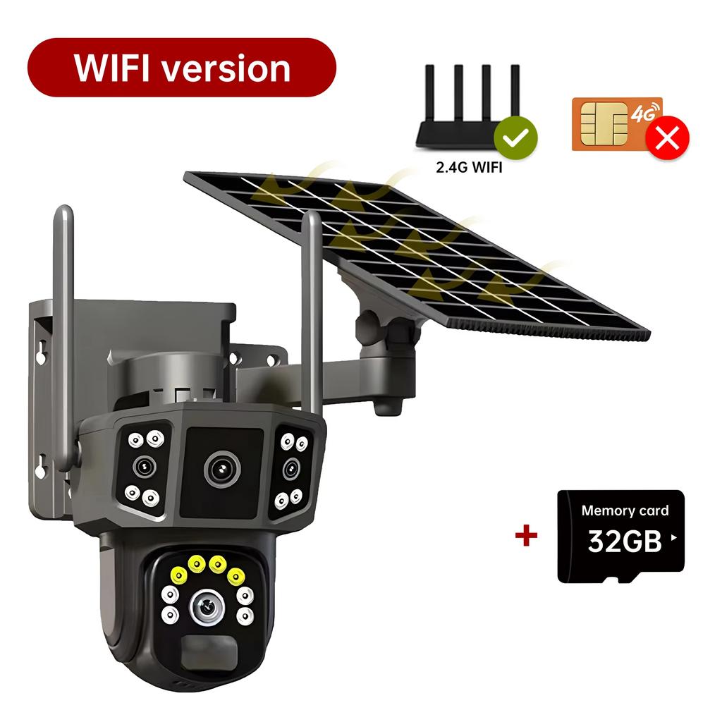 LS VISION 4K Dual Lens 4G SIM Solar Camera 8MP HD PTZ Auto Tracking Outdoor Security Surveillance Wireless WIFI Solar CCTV IP Cameras V380