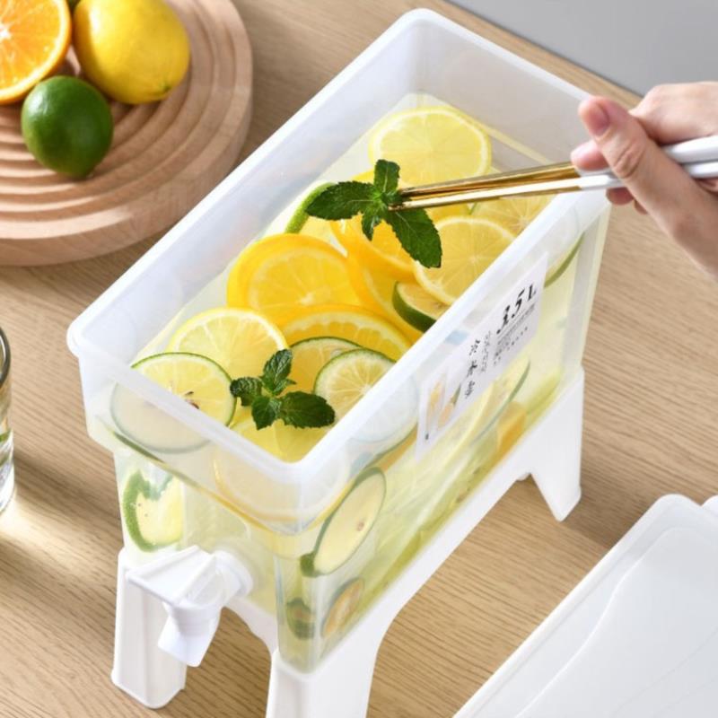 Cold Water Jug With Tap Water Beverage Dispenser Fruit Teapot Cold Waterlemonade