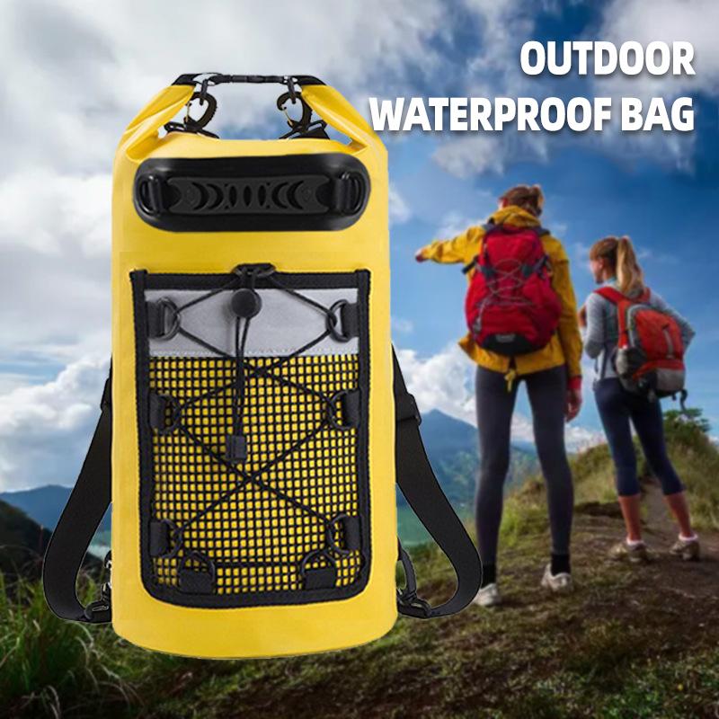 High Quality Dry Bag with Front Mesh Pocket,Reflective Strips,Ideal for Beach,Travel,Swimming,Surfing,Secure Zipper Closure