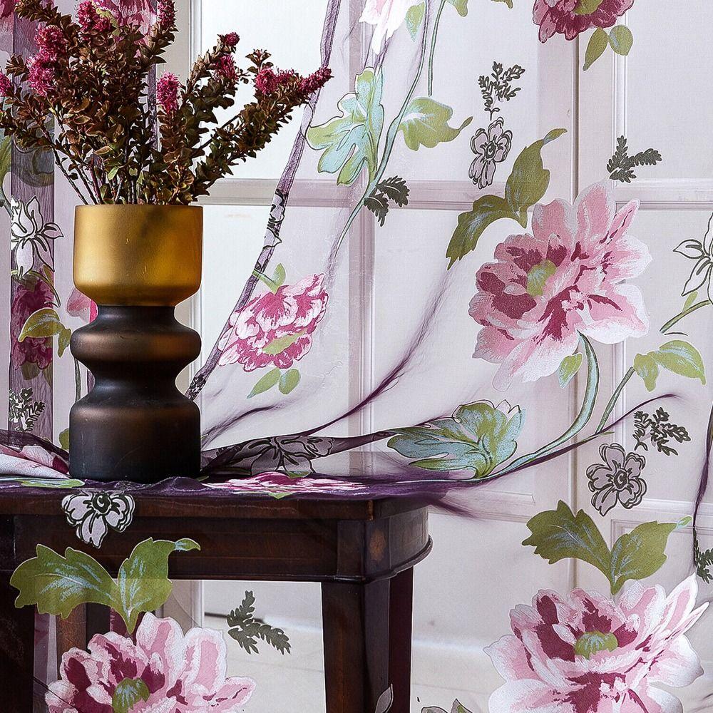 Прозрачные тюльные занавески для окон, цветочные украшения для дома, занавески с вуалью в виде пиона, занавески для гостиной