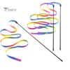 2Pcs Cat Stick Interactive Toy Double-Sided Rainbow Webbing Tease Scratch-Resistant Bite-resistant Entertaining Cat