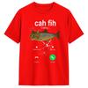 Cah Fih Calling Remind Message Decline Accept Phone Cat Fish TShirt Summer Cotton TShirts Design Tee Shirt Short Sleeves Tops