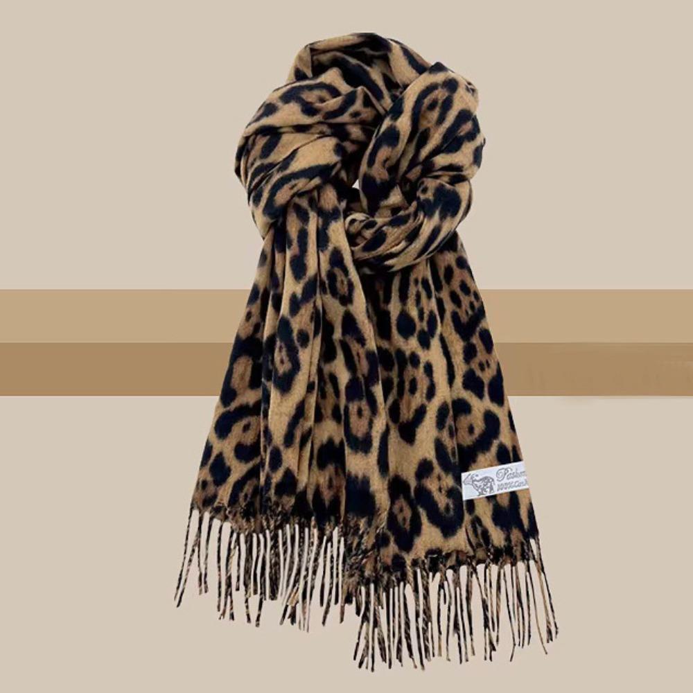 Windproof Tassels Shawl Leopard Lady Scarves Wraps Fashion Winter Warm Scarf for Women Man