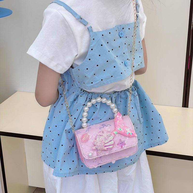 Pattern Frozen Snowflake Childrens Small Crossbody Bag With Sequin Material