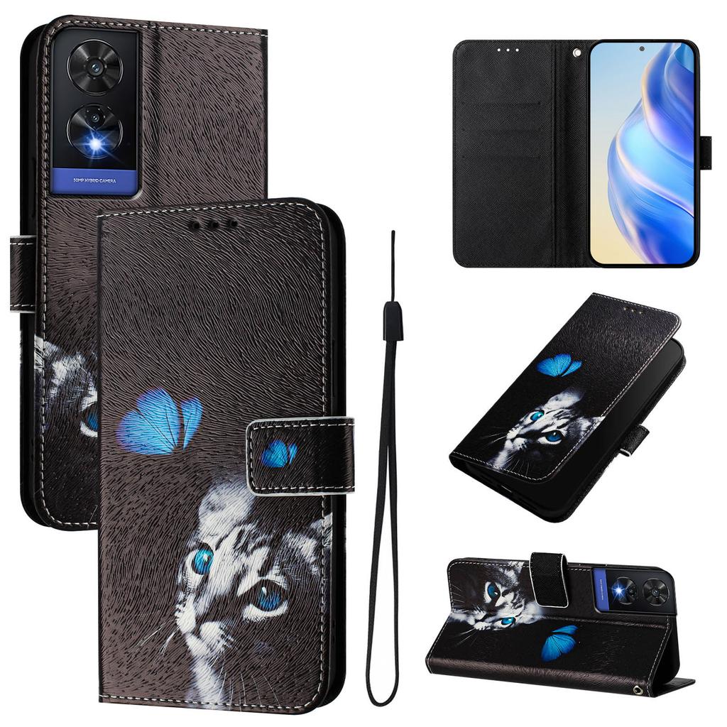 Роскошный кожаный чехол-книжка с рисунком бабочки и кошки для TCL 305,306,403,501,TCL 30,30 Plus,30 XE 5G,201,303,20 R,40R,TCL 40 SE...