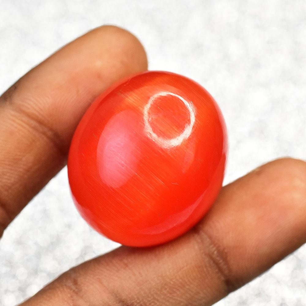 Flawless Orange Natural Cat'S Eye 114.55 ct Cabochon Cut Gemstone