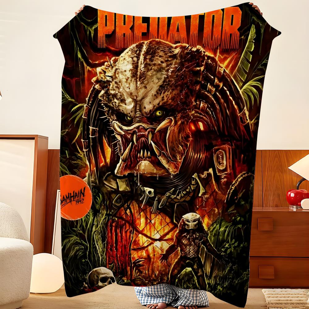 Плед-бросок из фланели с принтом P-Predator, легкий, уютный, прочный, моющийся, милый, крутой